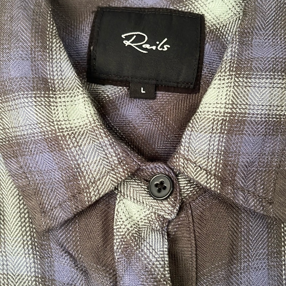 Rails Hunter Plaid Button Down Top Mint Ash Blue - Picture 3 of 5